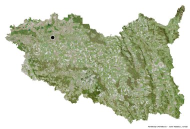 Çek Cumhuriyeti 'nin başkenti beyaz arka planda izole edilmiş, Parbicky' nin şekli. Uydu görüntüleri. 3B görüntüleme