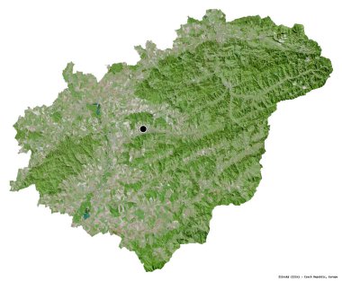 Çek Cumhuriyeti 'nin başkenti Zlinsky' nin beyaz arka planda izole edilmiş hali. Uydu görüntüleri. 3B görüntüleme