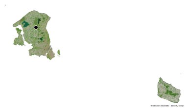 Danimarka 'nın başkenti Hovedstaden' in beyaz arka planda izole edilmiş hali. Uydu görüntüleri. 3B görüntüleme