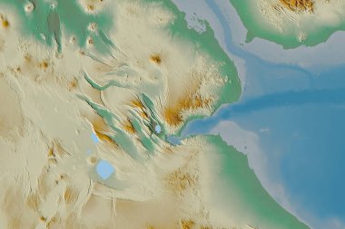 Cibuti 'nin genişletilmiş bölgesi. Topografik yardım haritası. 3B görüntüleme