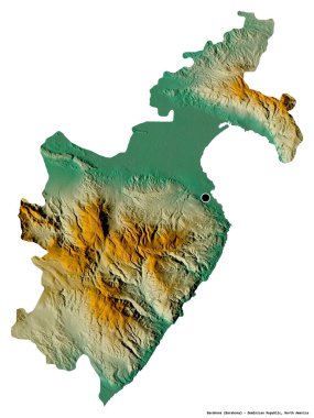 Dominik Cumhuriyeti 'nin Barahona eyaleti, başkenti beyaz arka planda izole edilmiştir. Topografik yardım haritası. 3B görüntüleme