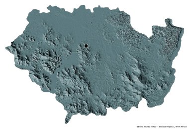 Dominik Cumhuriyeti 'nin başkenti Sanchez Ramirez' in beyaz arka planda izole edilmiş hali. Renkli yükseklik haritası. 3B görüntüleme