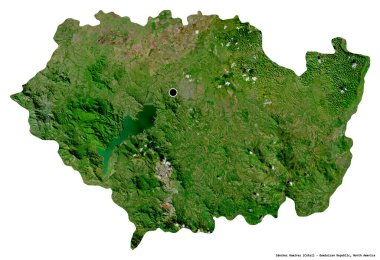 Dominik Cumhuriyeti 'nin başkenti Sanchez Ramirez' in beyaz arka planda izole edilmiş hali. Uydu görüntüleri. 3B görüntüleme