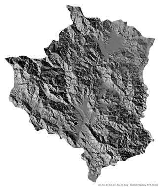 Dominik Cumhuriyeti 'nin başkenti San Jose de Ocoa' nın beyaz arka planda izole edilmiş hali. Çift seviyeli yükseklik haritası. 3B görüntüleme
