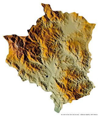 Dominik Cumhuriyeti 'nin başkenti San Jose de Ocoa' nın beyaz arka planda izole edilmiş hali. Topografik yardım haritası. 3B görüntüleme