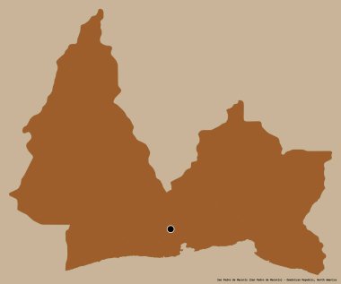 Dominik Cumhuriyeti 'nin başkenti San Pedro de Macoris' in katı renk arkaplanı ile izole edilmiş hali. Desenli dokuların bileşimi. 3B görüntüleme