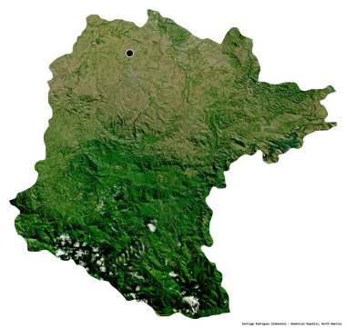 Santiago Rodriguez 'in şekli, Dominik Cumhuriyeti' nin başkenti, beyaz arka planda izole edilmiş. Uydu görüntüleri. 3B görüntüleme