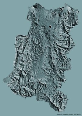 Ekvador 'un Chimborazo eyaleti, başkenti katı renk arkaplanı ile izole edilmiştir. Renkli yükseklik haritası. 3B görüntüleme