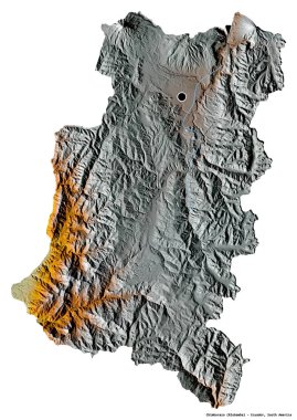 Ekvador 'un Chimborazo eyaleti, başkenti beyaz arka planda izole edilmiştir. Topografik yardım haritası. 3B görüntüleme