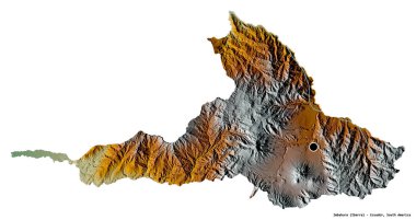 Beyaz arka planda başkenti izole edilmiş Imbabura, Ekvador vilayeti. Topografik yardım haritası. 3B görüntüleme