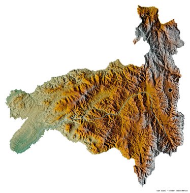 Loja, Ekvador ili, başkenti beyaz arka planda izole edilmiş. Topografik yardım haritası. 3B görüntüleme