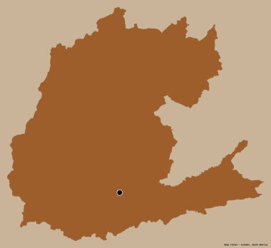 Napo 'nun şekli, Ekvador eyaleti, başkenti katı bir renk arkaplanı ile izole edilmiştir. Desenli dokuların bileşimi. 3B görüntüleme