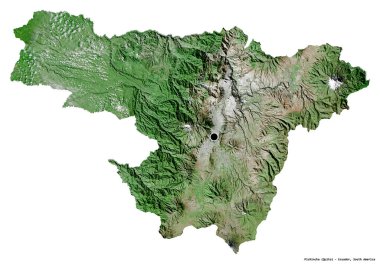 Pichincha, Ekvador eyaleti, başkenti beyaz arka planda izole edilmiş. Uydu görüntüleri. 3B görüntüleme