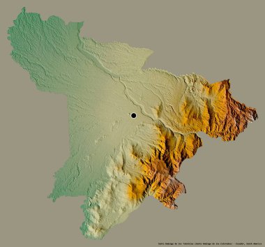 Ekvador 'un başkenti Santo Domingo de los Tsachilas' ın katı renk arkaplanı ile izole edilmiş hali. Topografik yardım haritası. 3B görüntüleme