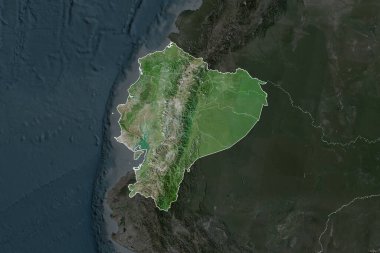 Ekvador 'un şekli, komşu bölgelerin dedoygunluğuyla ayrılır. Sınırlar. Uydu görüntüleri. 3B görüntüleme