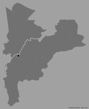 Mısır valisi Ad Daqahliyah 'ın şekli, başkenti katı bir renk arkaplanı ile izole edilmiştir. Çift seviyeli yükseklik haritası. 3B görüntüleme