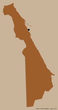 Mısır valisi Al Bahr al Ahmar 'ın şekli, başkenti katı bir renk arka planına izole edilmiş. Desenli dokuların bileşimi. 3B görüntüleme