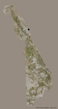 Mısır valisi Al Bahr al Ahmar 'ın şekli, başkenti katı bir renk arka planına izole edilmiş. Uydu görüntüleri. 3B görüntüleme