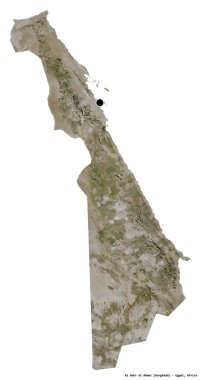 Mısır valisi Al Bahr al Ahmar 'ın beyaz arka planda bulunan başkenti. Uydu görüntüleri. 3B görüntüleme