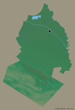 Mısır valisi Al Buhayrah 'ın şekli, başkenti katı renk arka planında izole edilmiş. Topografik yardım haritası. 3B görüntüleme