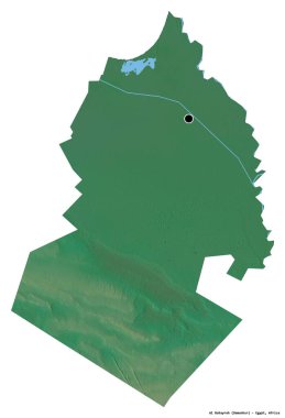Mısır valisi Al Buhayrah 'ın şekli, başkenti beyaz arka planda izole edilmiş. Topografik yardım haritası. 3B görüntüleme