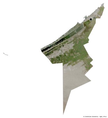 Mısır valisi Al Iskandariyah 'ın şekli, başkenti beyaz arka planda izole edilmiş. Uydu görüntüleri. 3B görüntüleme