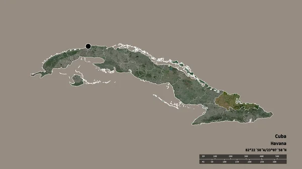 Ungesättigte Form Kubas Mit Seiner Hauptstadt Der Wichtigsten Regionalen Teilung — Stockfoto