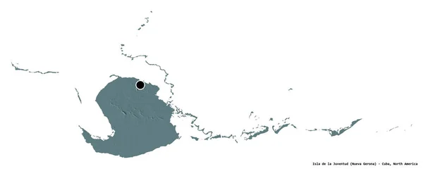 キューバ共和国のジュベンチュード島の形で 首都は白い背景に孤立しています 色の標高マップ 3Dレンダリング — ストック写真