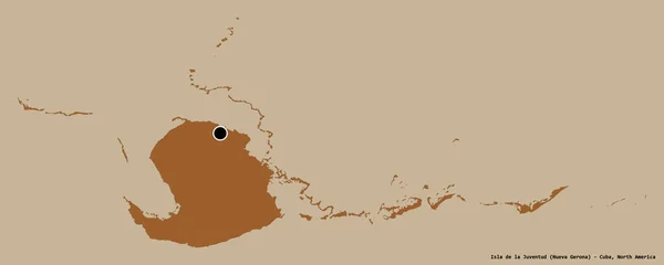 Форма Острова Ювентуд Провинция Куба Столицей Изолированной Твёрдом Цветном Фоне — стоковое фото