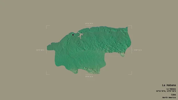 Area Habana Province Cuba Isolated Solid Background Georeferenced Bounding Box — Stock Photo, Image