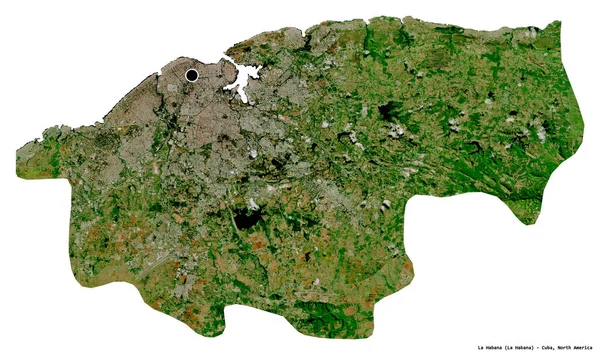 古巴哈瓦那省的形状 其首都因白色背景而孤立 卫星图像 3D渲染 — 图库照片