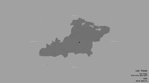 古巴省Las Tunas地区 在一个地理参照框的坚实背景下被隔离 Bilevel高程图 3D渲染 — 图库照片