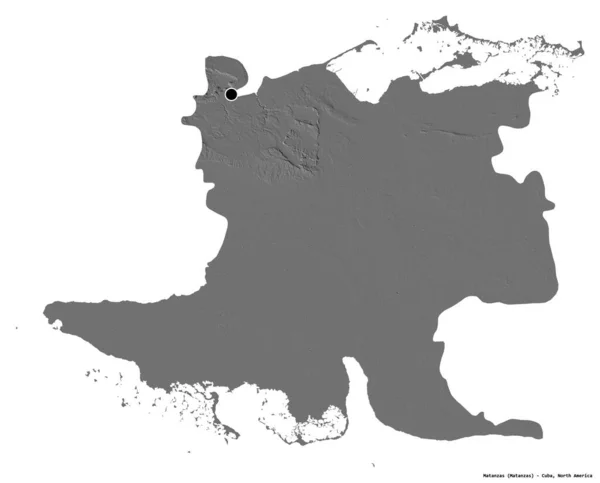 キューバの州 マタンザスの形で その首都は白い背景に孤立しています 標高マップ 3Dレンダリング — ストック写真