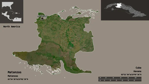 Shape Matanzas Province Cuba Its Capital Distance Scale Previews Labels — Stock Photo, Image