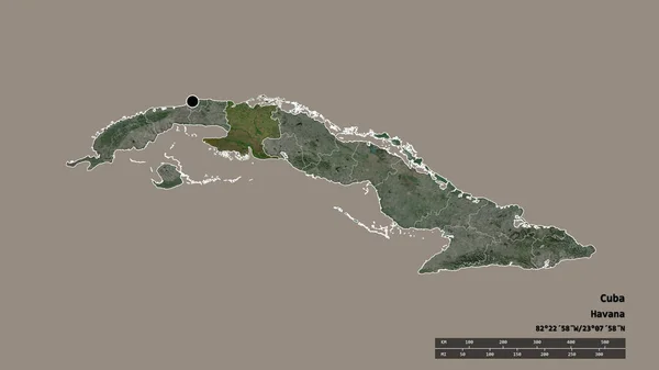 Desaturated Shape Cuba Its Capital Main Regional Division Separated Matanzas — Stock Photo, Image