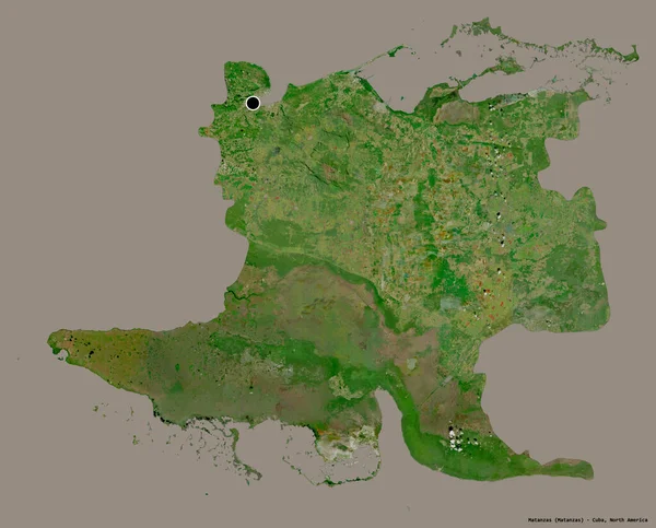 Форма Матансас Провинция Куба Столицей Изолированы Прочном Цветном Фоне Спутниковые — стоковое фото