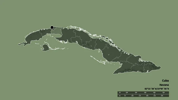 Kuba Kiszáradt Alakja Fővárosával Regionális Körzettel Különálló Mayabeque Területtel Címkék — Stock Fotó