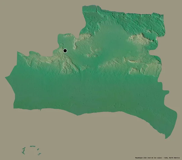 キューバのマヤベク州の形で その首都はしっかりとした色の背景に隔離されています 地形図 3Dレンダリング — ストック写真