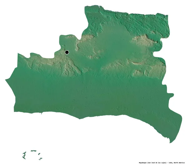 Tvar Mayabeque Provincie Kuba Hlavním Městem Izolovaným Bílém Pozadí Topografická — Stock fotografie