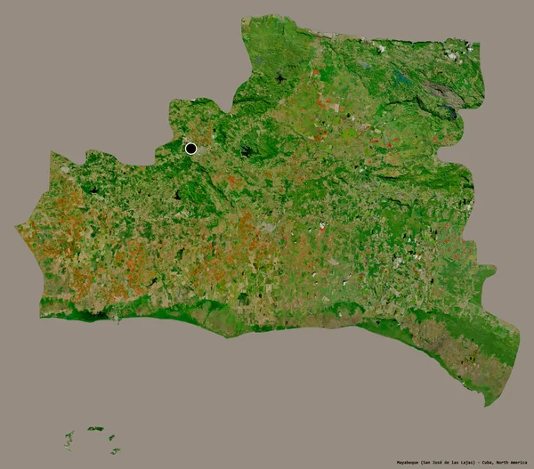 古巴马雅比基省的形状 其首都以纯色背景隔离 卫星图像 3D渲染 — 图库照片