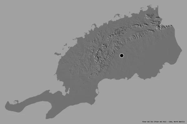 古巴省比那尔德里奥省的形状 其首都以纯色背景隔离 Bilevel高程图 3D渲染 — 图库照片