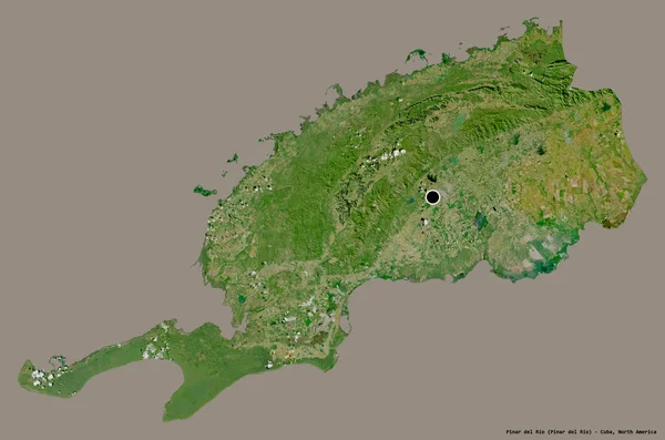 キューバ州のピナール リオの形で その首都はしっかりとした色の背景に隔離されています 衛星画像 3Dレンダリング — ストック写真