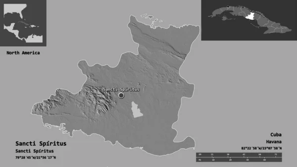 Forma Sancti Spiritus Provincia Cuba Capital Escala Distancia Vistas Previas — Foto de Stock