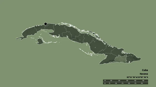 Обесцвеченная Форма Кубы Столицей Главным Региональным Разделением Отделенным Районом Сантьяго — стоковое фото