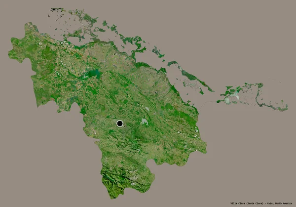古巴省比亚克拉拉的形状 其首都用纯色背景隔开 卫星图像 3D渲染 — 图库照片