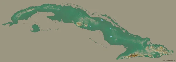 Forma Cuba Con Capital Aislado Sobre Fondo Color Sólido Mapa — Foto de Stock