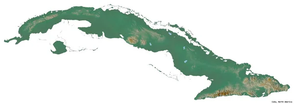 Forma Cuba Con Capital Aislada Sobre Fondo Blanco Mapa Topográfico — Foto de Stock