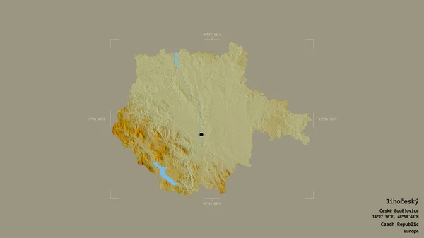 Oblast Jihočeského Region České Republiky Izolovaná Pevném Pozadí Georeferencovaném Hraničním — Stock fotografie