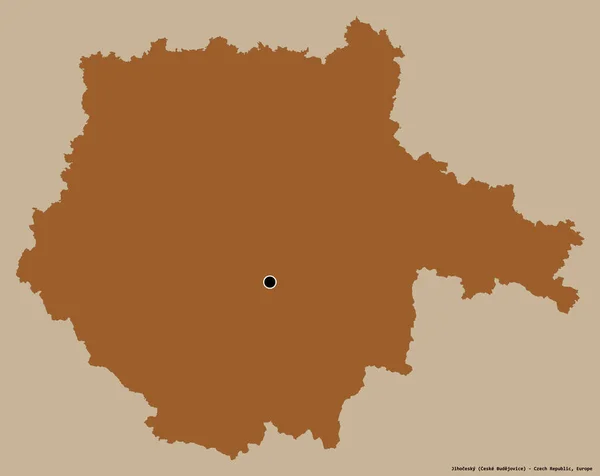 チェコ共和国の領域であるジホチェスキーの形で その首都はしっかりとした色の背景に隔離されています パターン化されたテクスチャの構成 3Dレンダリング — ストック写真