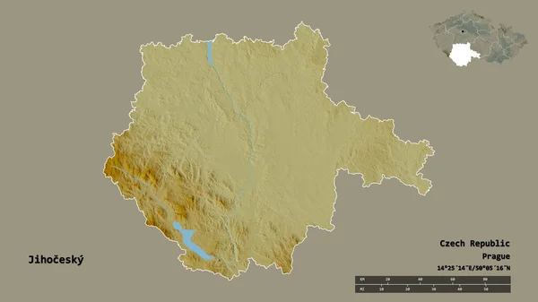 Form Von Jihocesky Region Der Tschechischen Republik Mit Seiner Hauptstadt — Stockfoto